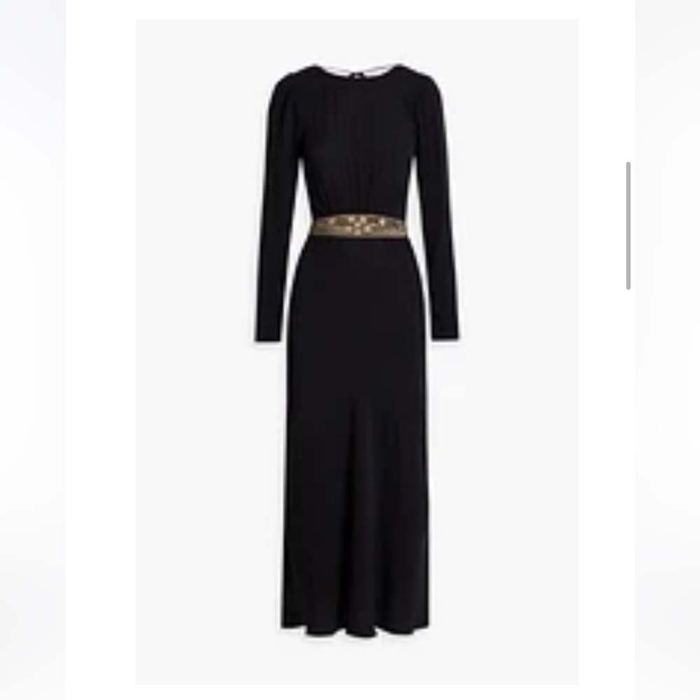 Black Long Sleeve Dress with Gold Accents
